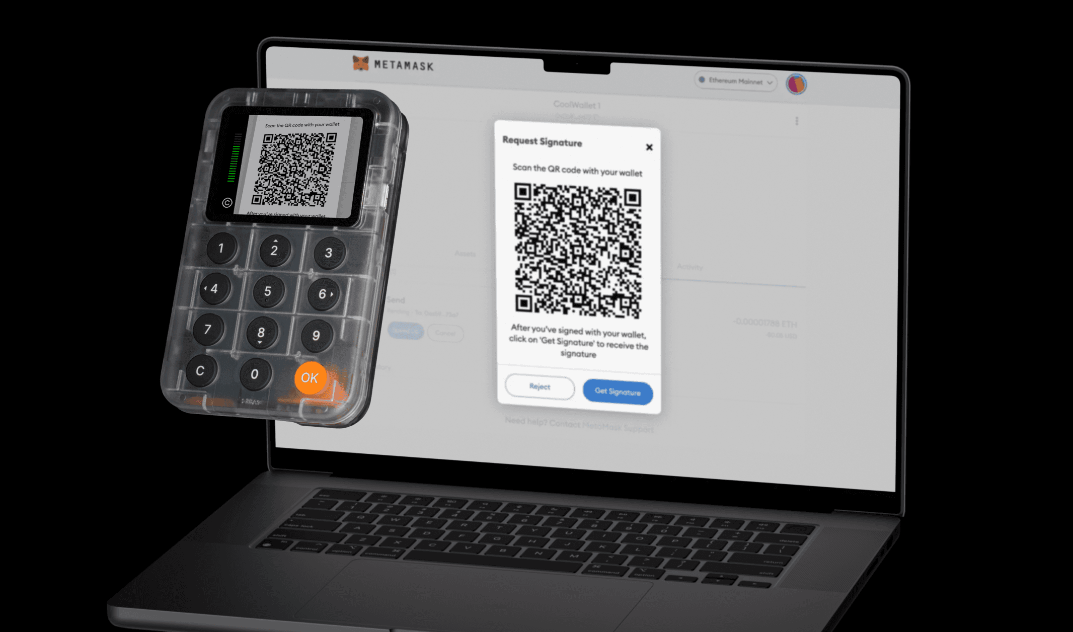 A header image showing a Keycard Shell scanning a QR code from a wallet app