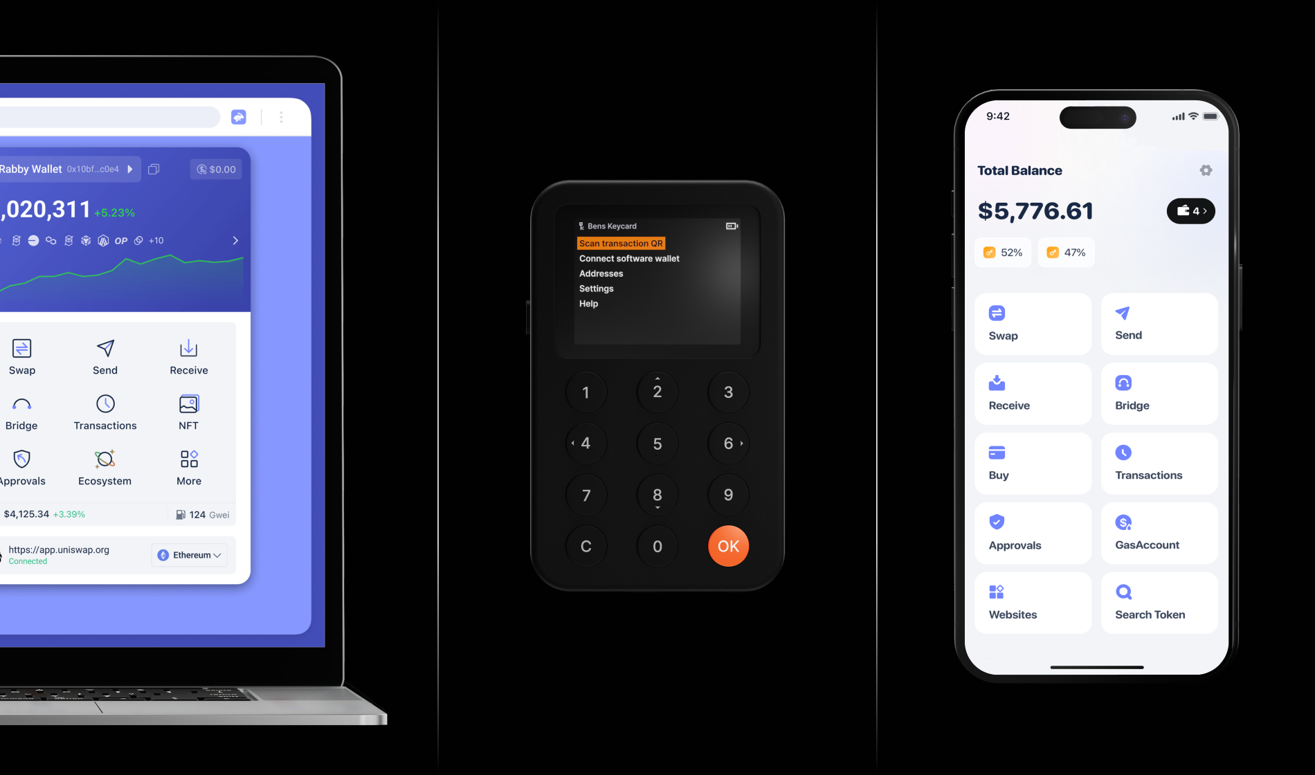 Header image showing the Keycard Shell alongside a wallet app on both a mobile phone and a computer.